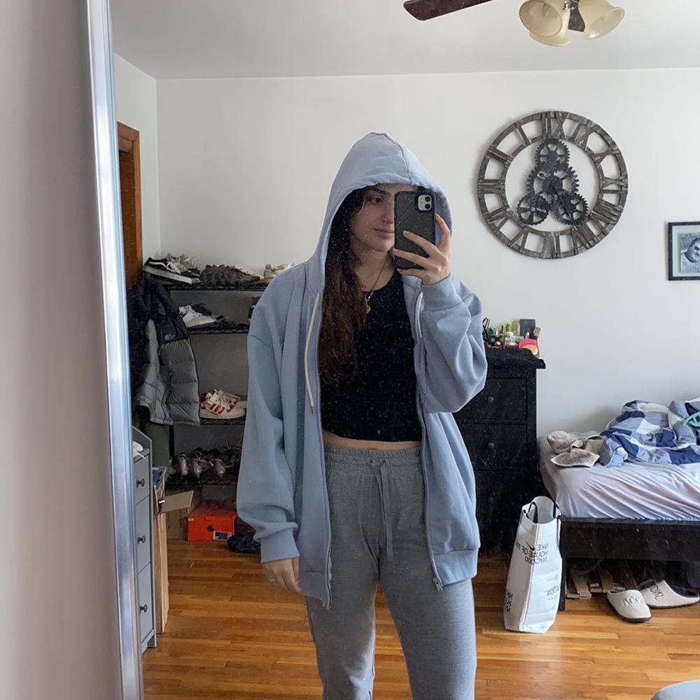 GAP Blue Vintage Soft Oversized Hoodie - Picture 3 of 7